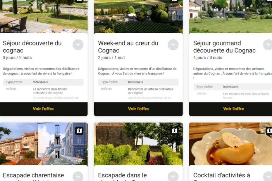 Sélectionnez votre séjour en ligne dans la boutique de notre agence spécialiste des Charentes